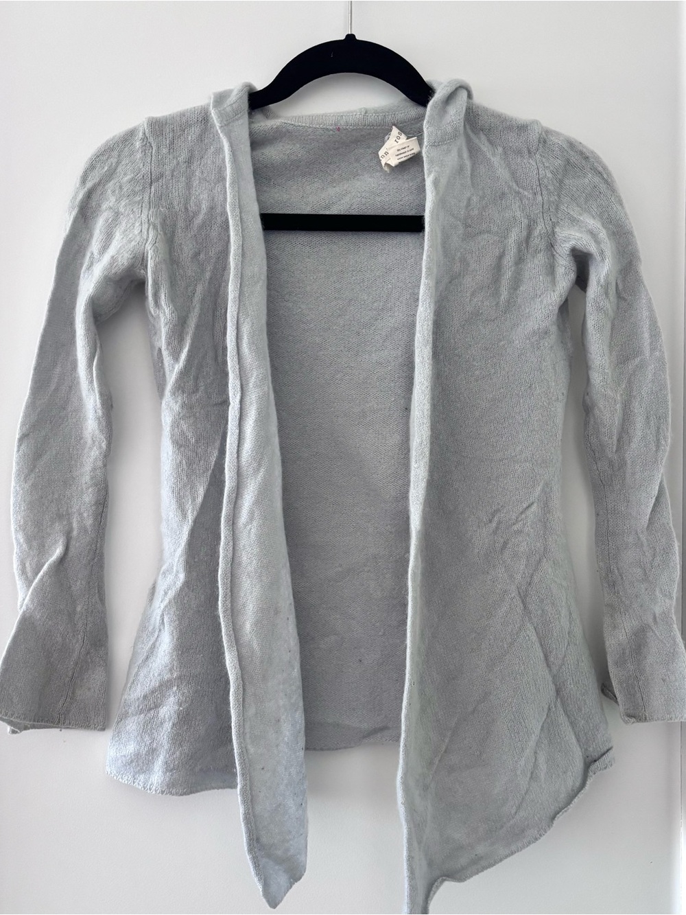 Minnie Rose Light Gray Open-Front Hooded Women's Sweater Size XS
